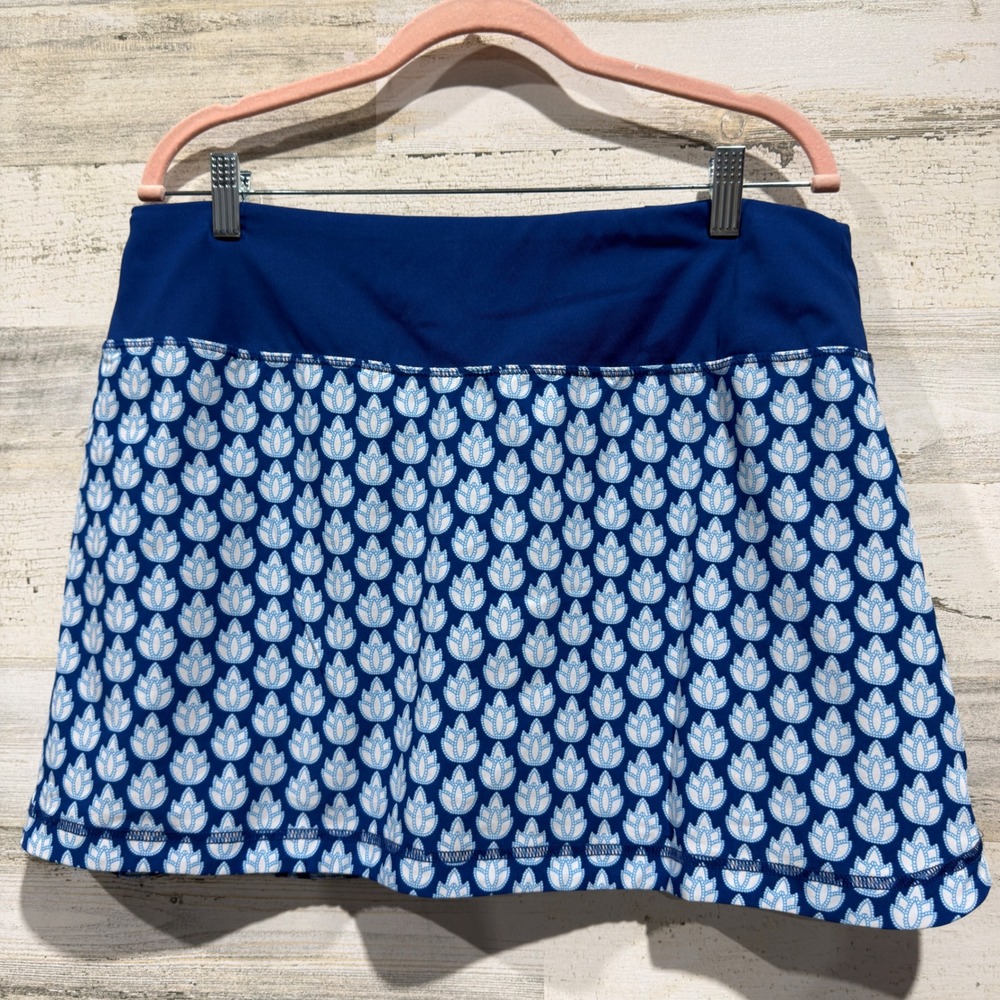 Sigrid Olsen Skort Women XL Blue Lotus Floral Golf Tennis Athletic EUC